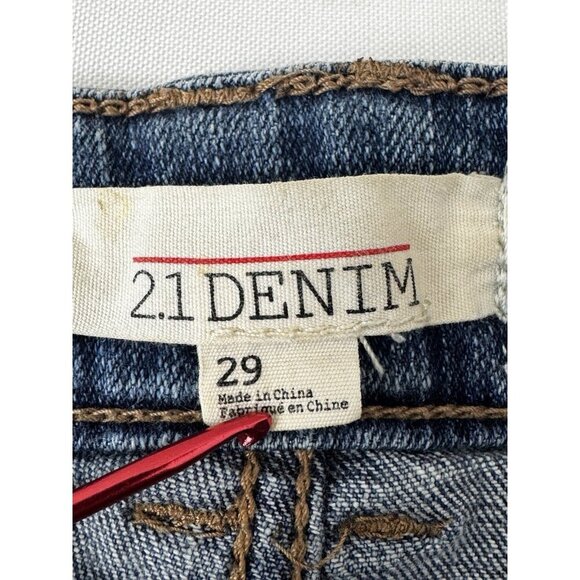 2.1 Denim Y2K Distressed Jean Shorts Daisy Dukes Low Rise 29 Preppy Grunge Apple - Picture 3 of 7